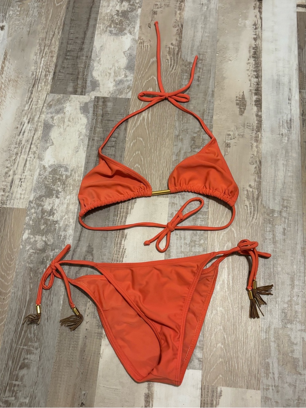 Coral Vix Bikini with Gold Accents